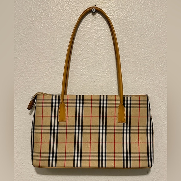 Burberry Handbags - BURBERRY BLUE LABEL Nova Check Plaid Shoulder Bag Canvas Leather Tan Black Red
